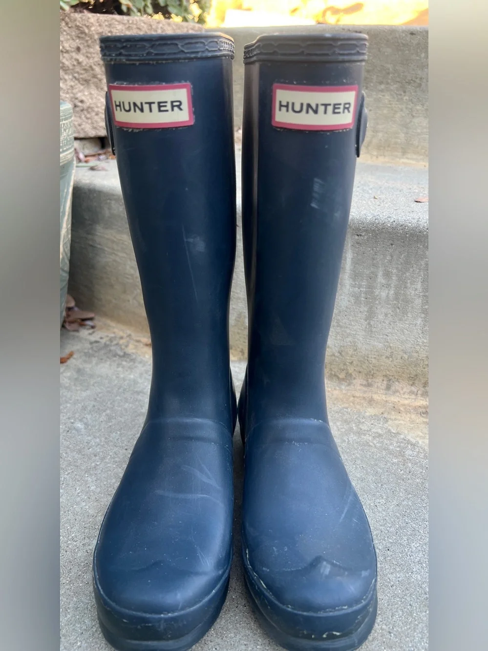 Hunter Navy Blue Kids Rain Boots size 3G/2B
